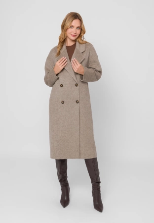 Długi dwurzędowy płaszcz 100% wełna