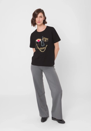 Garniturowe spodnie z szeroką nogawką