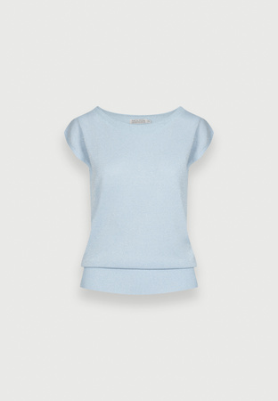 Niebieska dzianinowa bluzka ze srebrną nicią