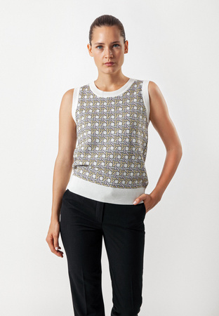 Dzianinowa kamizelka w geometryczny print