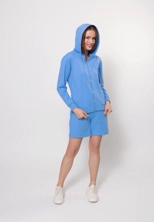 Niebieska bawełniana bluza na suwak