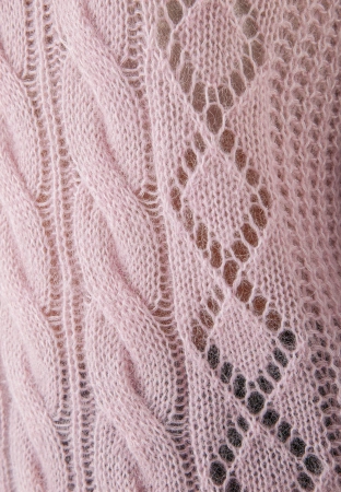 Różowy sweter z ażurowym splotem