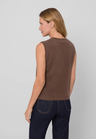 Brązowa bluzka na szerokich ramiączkach z kaszmirem