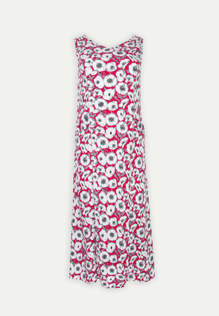 Długa różowa sukienka z wiskozy w kwiatowy wzór