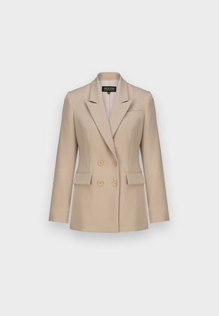 Długi dwurzędowy żakiet w beżowym kolorze