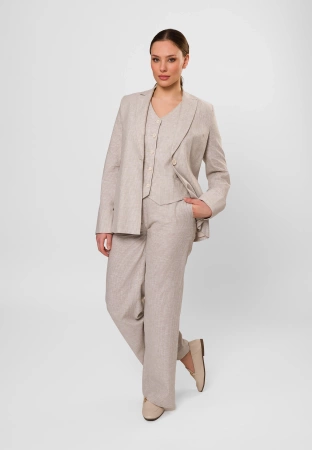 Szerokie spodnie w prążek z lnem