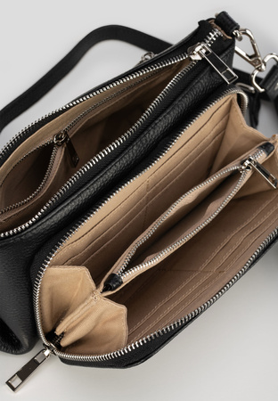 Czarna skórzana torebka z portfelem