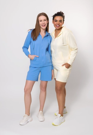 Niebieska bawełniana bluza na suwak