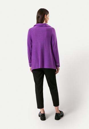 Fioletowy sweter bez zapięcia z zakładanym przodem