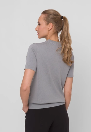 Szara dzianinowa bluzka z motywem motyli