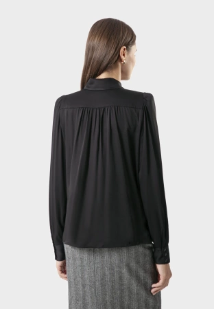 Czarna wiskozowa koszula z bufkami