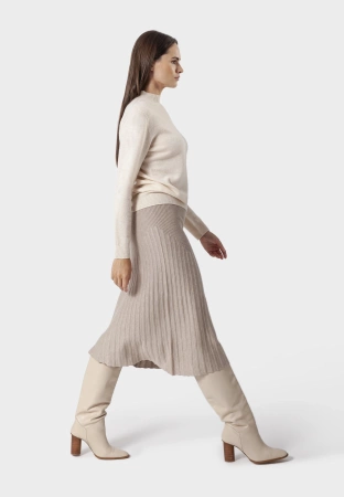 Beżowa dzianinowa spódnica z plisowaniem