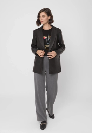 Długi skórzany żakiet