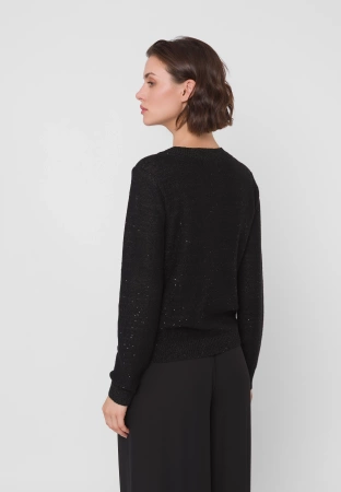 Wiskozowy kardigan z cekinami w czarnym kolorze