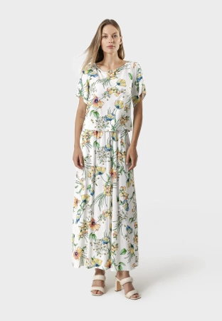 Biała spódnica w kwiaty 100% wiskoza