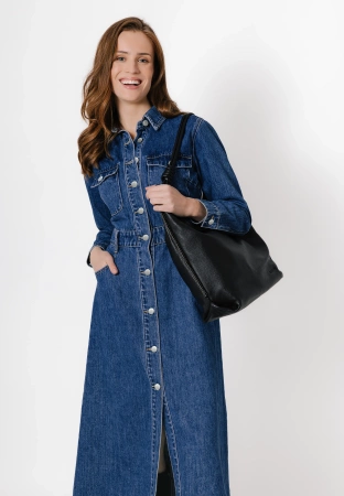 Długa jeansowa sukienka