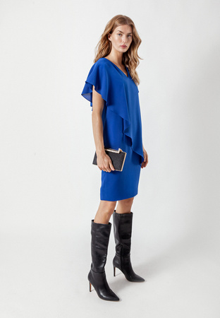 Kobaltowa sukienka z falbaną