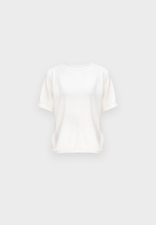 Ecru dzianinowa bluzka z drobnymi cekinami