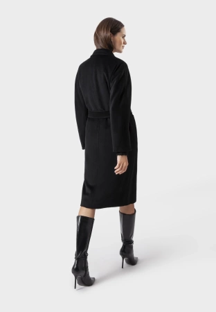 Czarny dwurzędowy płaszcz 100% wełna
