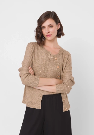 Wiskozowa bluzka na szerokich ramiączkach w złotym kolorze