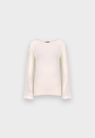 Lekki ażurowy sweter w kolorze ecru