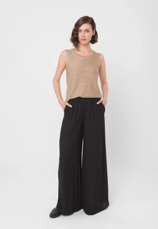 Wiskozowa bluzka na szerokich ramiączkach w złotym kolorze