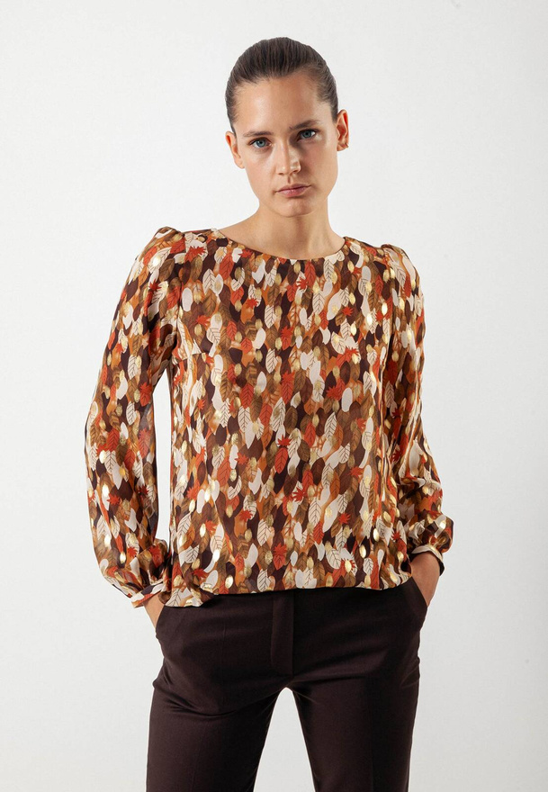 Bluzka z nadrukiem w złote liście