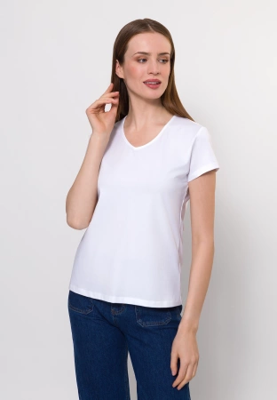 Biały bawełniany t-shirt w serek