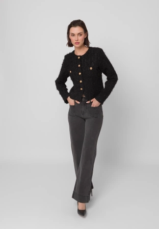 Szare jeansy z szeroką nogawką