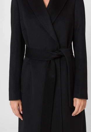 Długi czarny płaszcz 100% wełna
