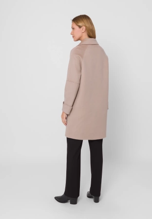 Beżowy dwurzędowy płaszcz 100% wełna