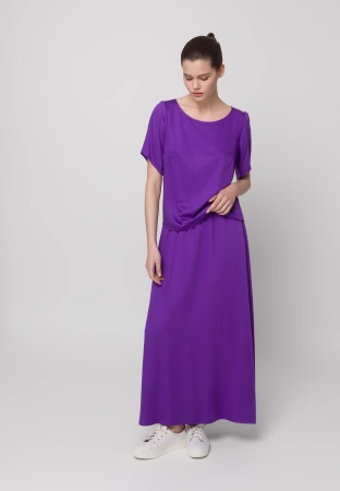 Długa fioletowa spódnica z wiskozy