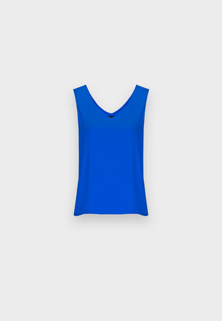Szafirowy top na szerokich ramiączkach