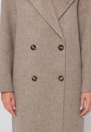 Długi dwurzędowy płaszcz 100% wełna
