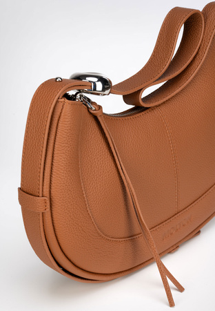 Camelowa torebka na ramię ze skóry