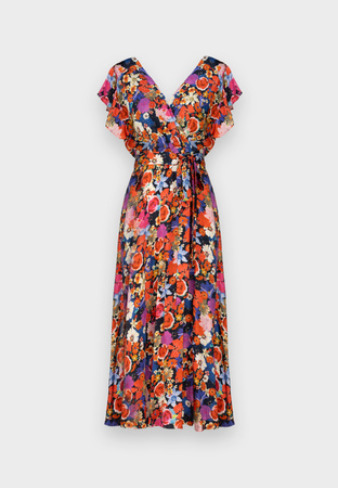 Długa wiskozowa sukienka w ciemny kwiatowy print