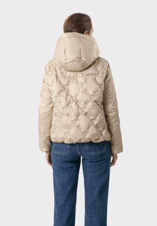 Beżowa puchowa kurtka z kapturem