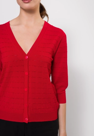 Czerwony kardigan z rękawkiem ¾