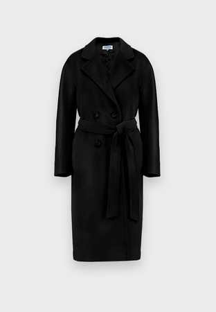 Czarny dwurzędowy płaszcz 100% wełna