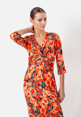 Wiskozowa sukienka z fantazyjnym drapowaniem