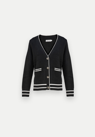 Czarny kardigan z ozdobnymi paskami