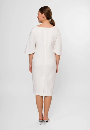 Ecru sukienka z motylkowym rękawem