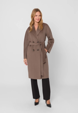 Brązowy dwurzędowy płaszcz 100% wełna