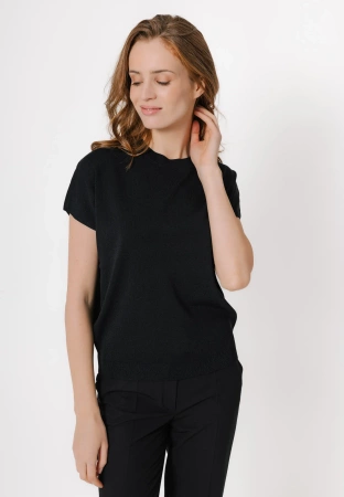 Czarna dzianinowa bluzka z wiskozą