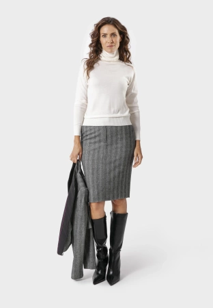 Cienki golf ecru z wełną