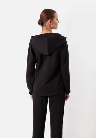Czarna bluza z kapturem ze srebrnym wiązaniem