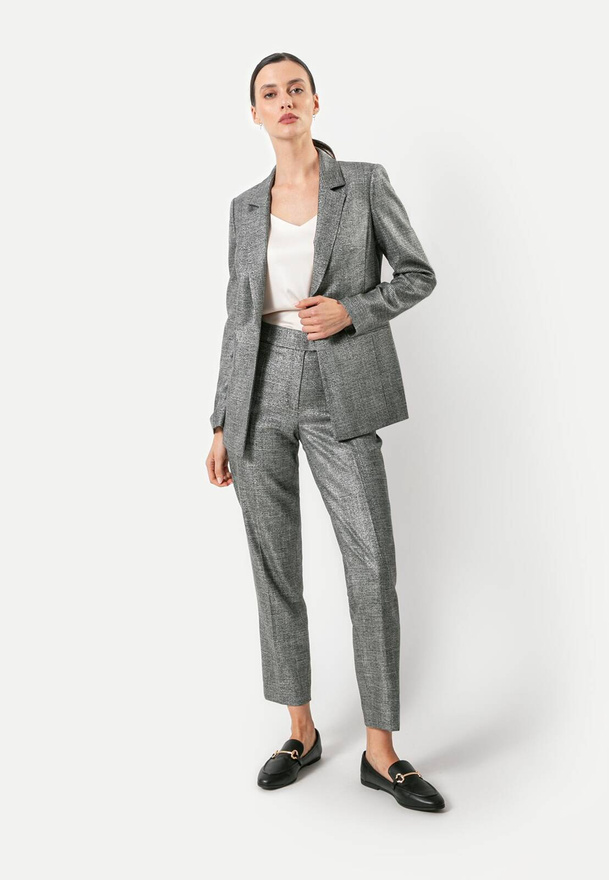 Spodnie w kratę w srebrno-szarym kolorze