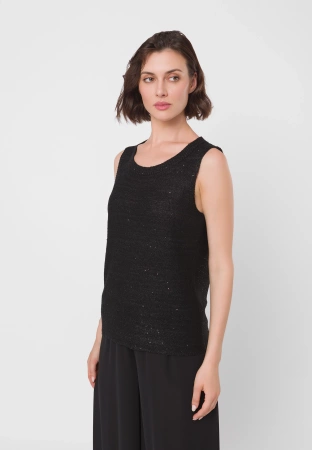 Wiskozowa bluzka na szerokich ramiączkach w czarnym kolorze
