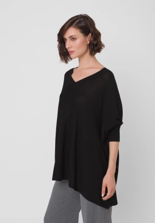 Czarna dzianinowa tunika z wiskozą