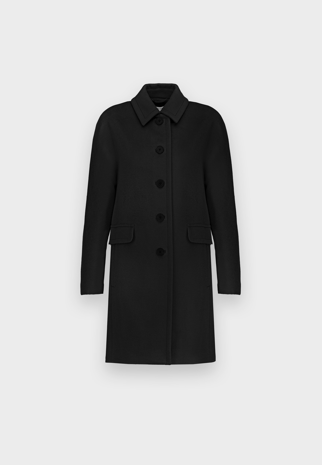 Czarny wełniany płaszcz z kołnierzykiem